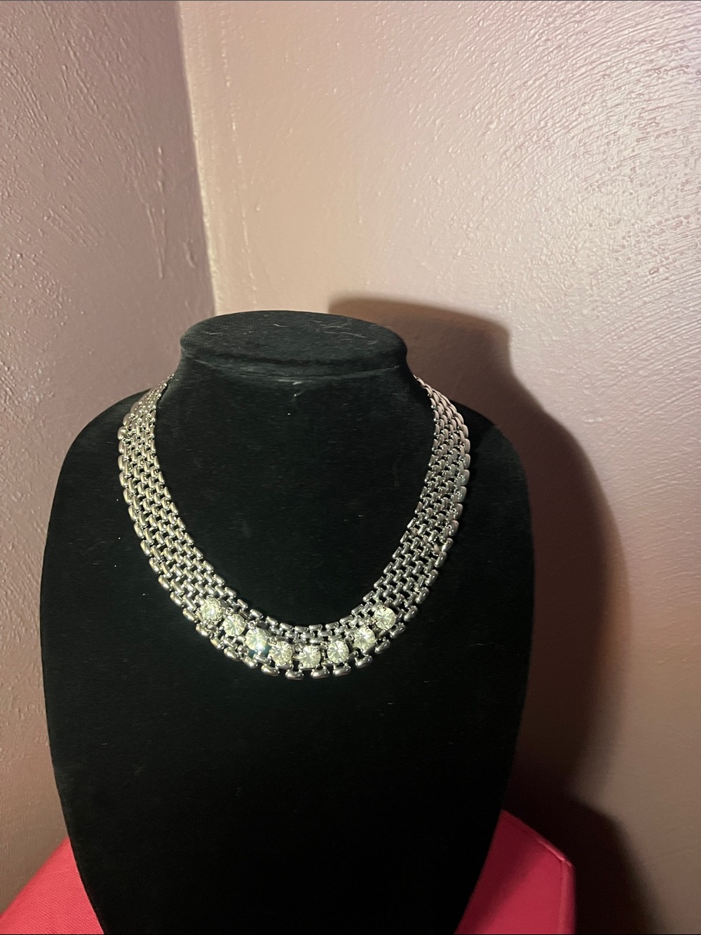 Ann Klein Silver Crystal Statement Necklace - Women Jewelry